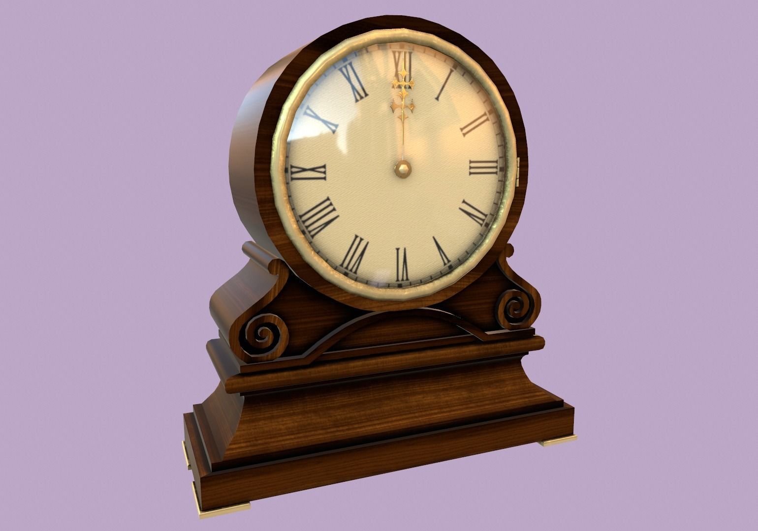 Old clock Low-poly 3D model_2