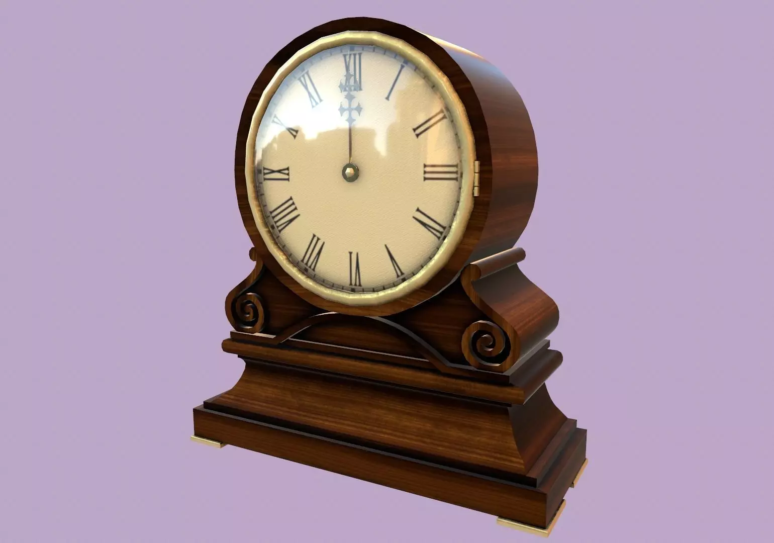 Old clock Low-poly 3D model_0