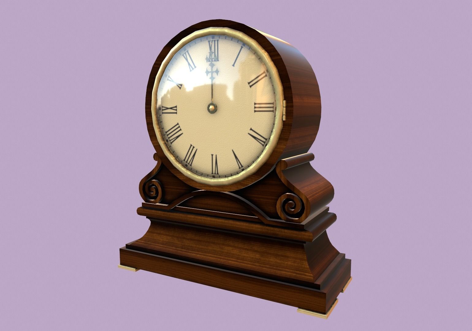 Old clock Low-poly 3D model_8