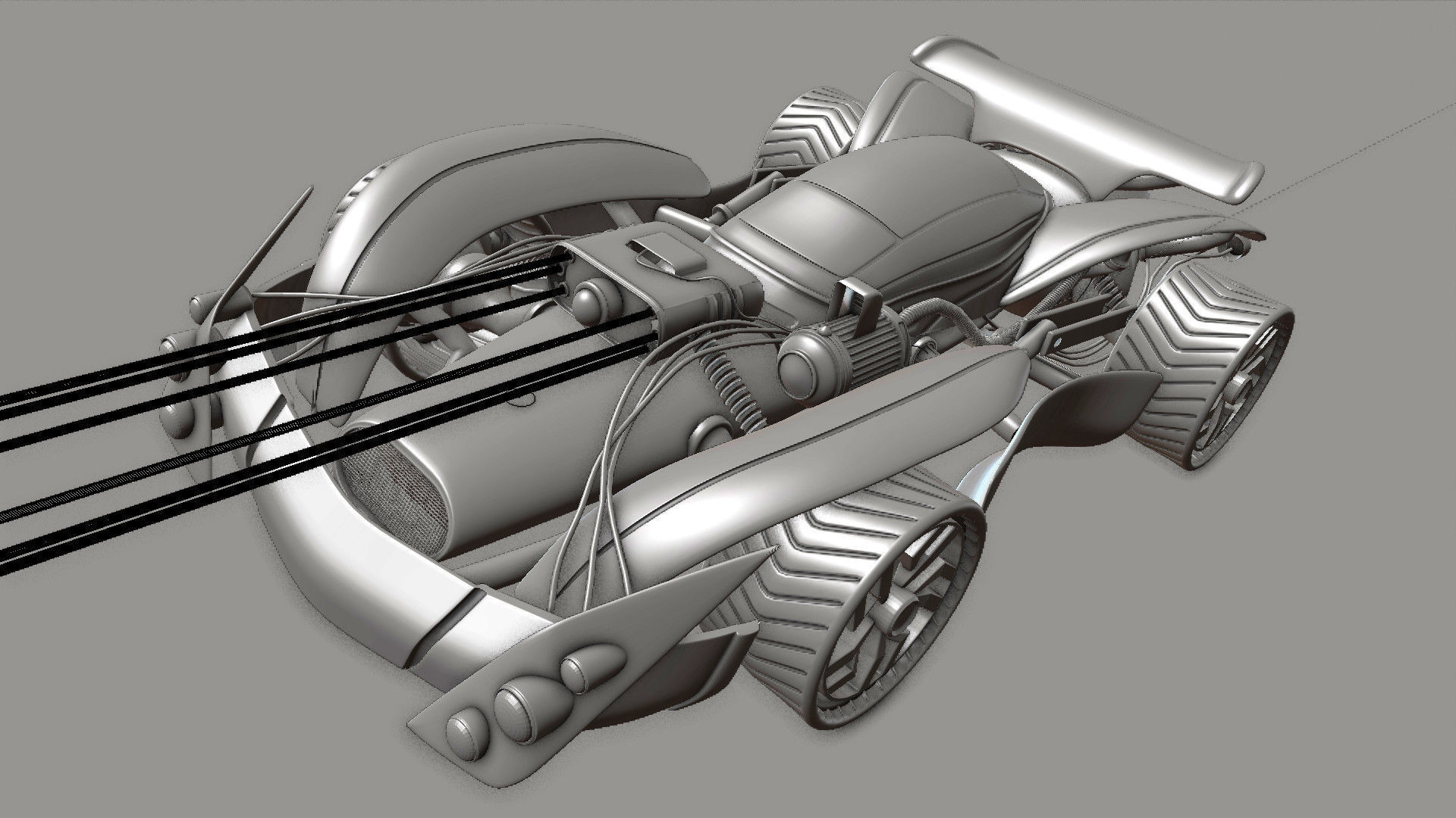 Super speed Sci-Fi car Low-poly 3D model_1