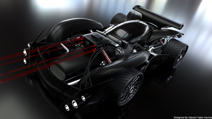 Super speed Sci-Fi car Low-poly 3D model