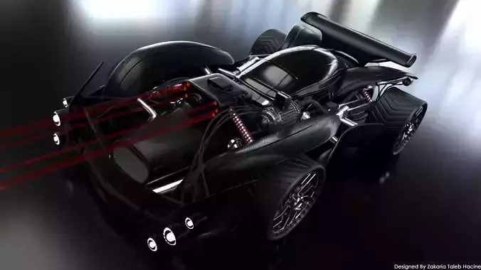 Super speed Sci-Fi car Low-poly 3D model