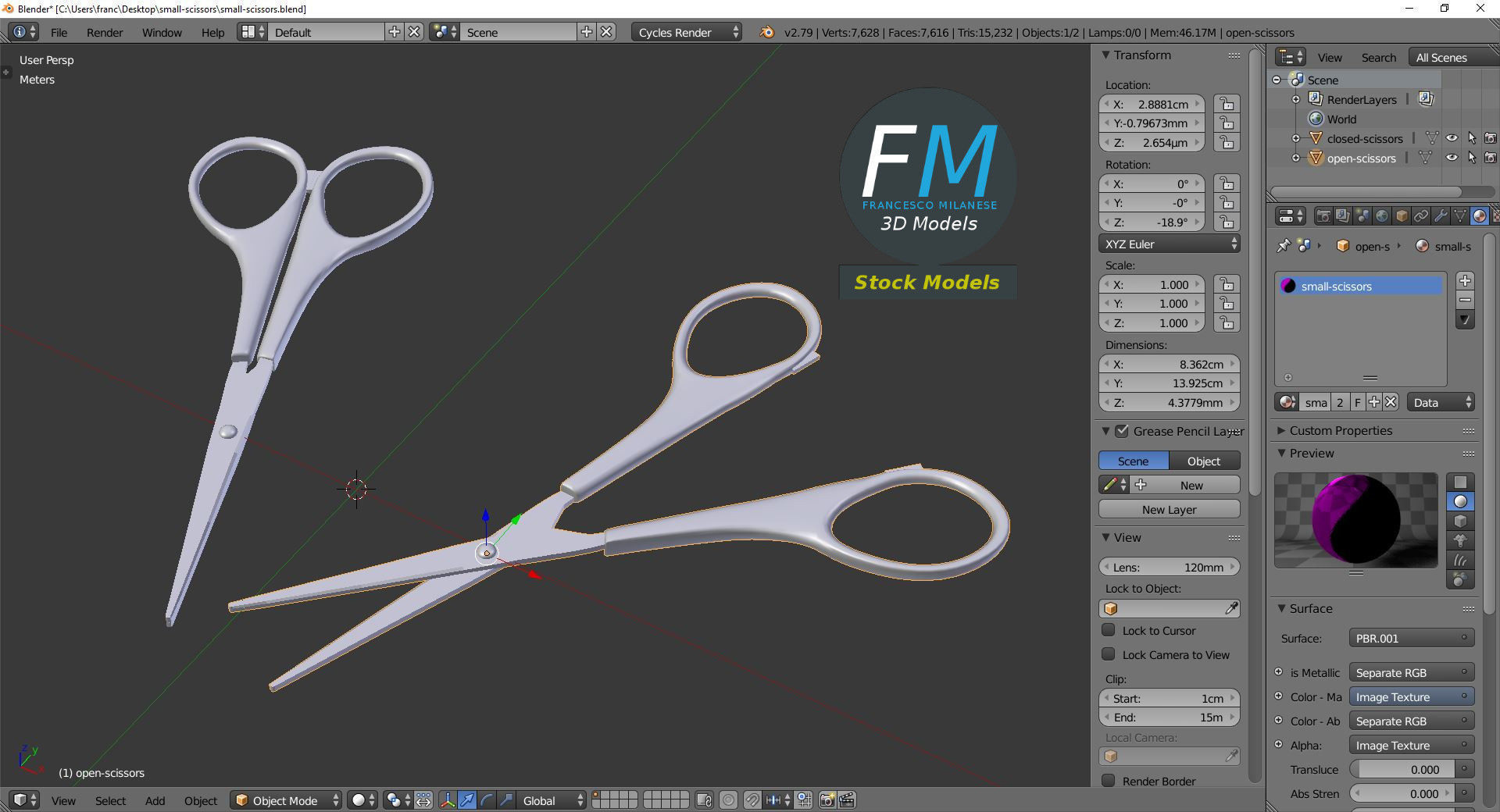 Small scissors 3D model_9