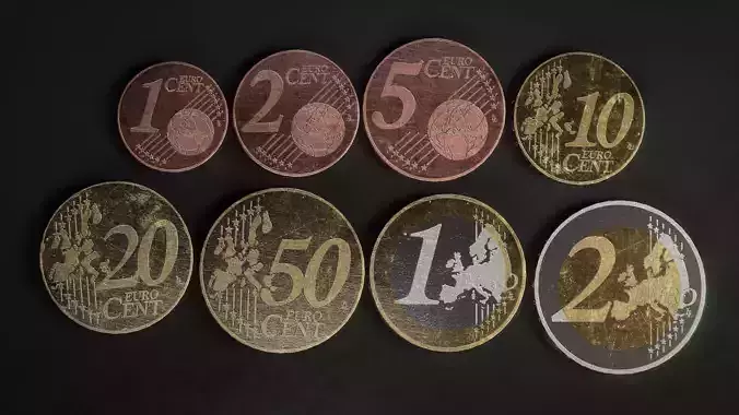 Realistic Euro Coins - Low poly 3D models Low-poly 3D model