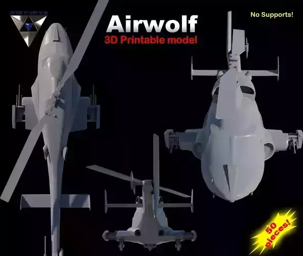 Airwolf Bell 222 Replica 3D print model
