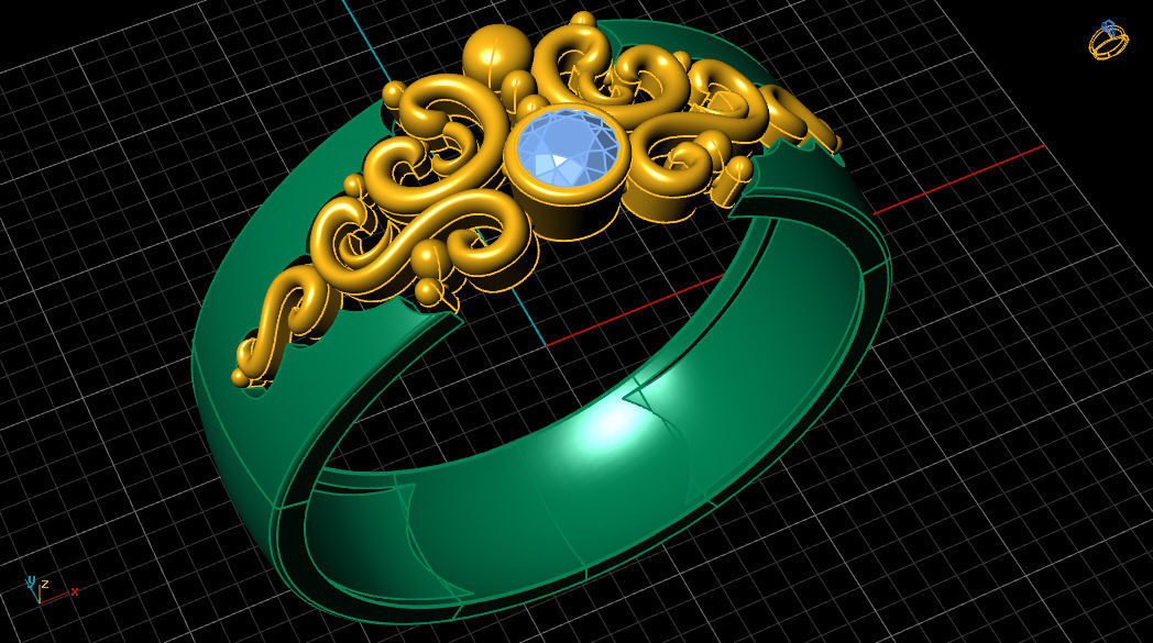 Versal Engagement Diamond Gold Ring 3D print model_8