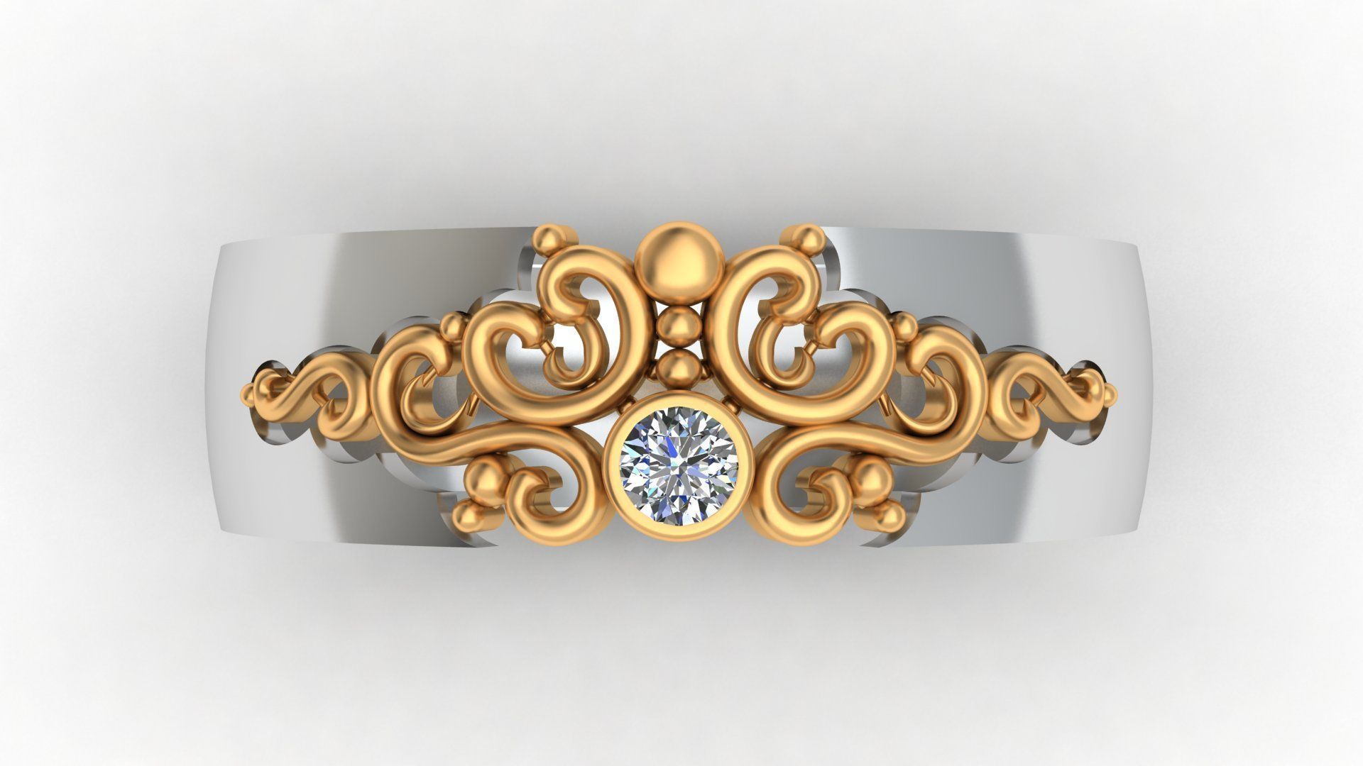Versal Engagement Diamond Gold Ring 3D print model_3