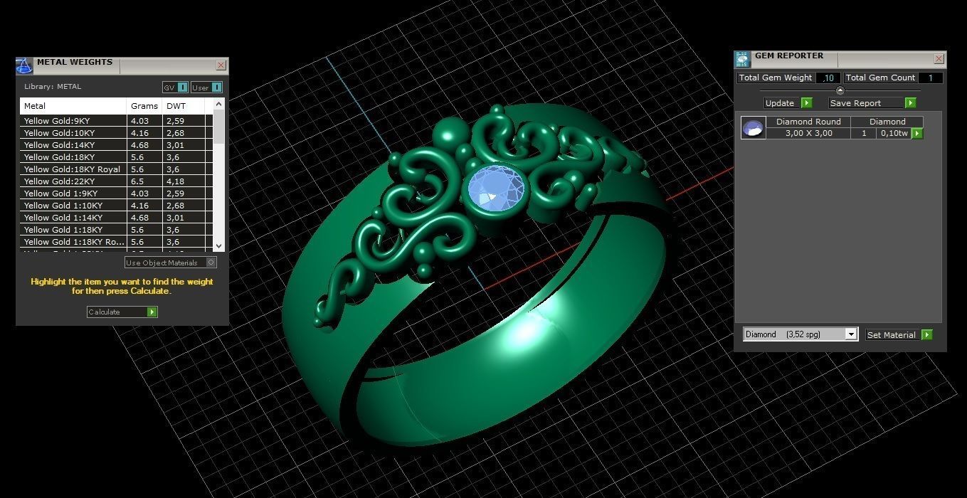 Versal Engagement Diamond Gold Ring 3D print model_13