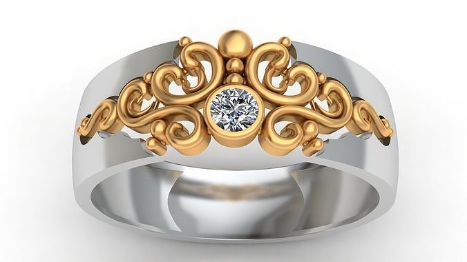 Versal Engagement Diamond Gold Ring 3D print model