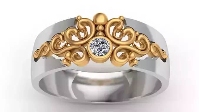 Versal Engagement Diamond Gold Ring 3D print model