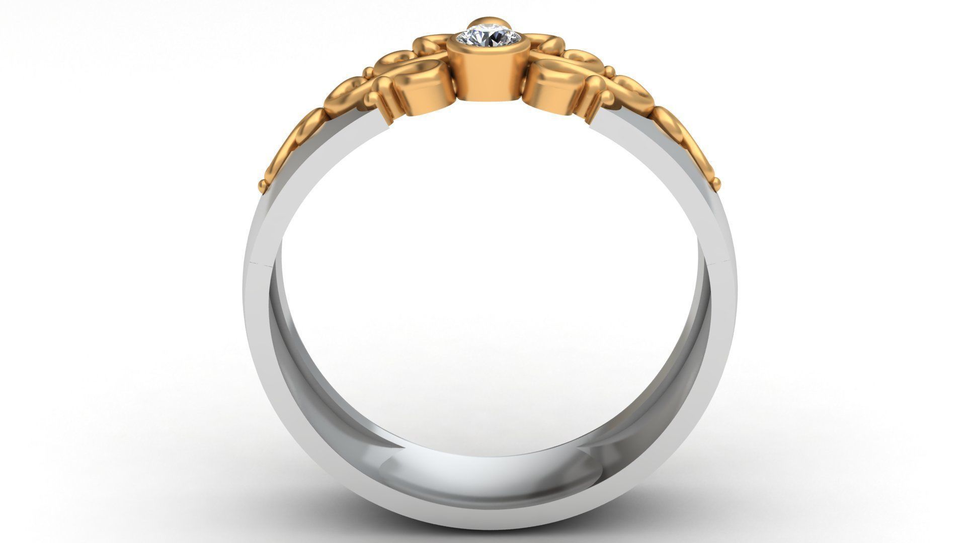 Versal Engagement Diamond Gold Ring 3D print model_2
