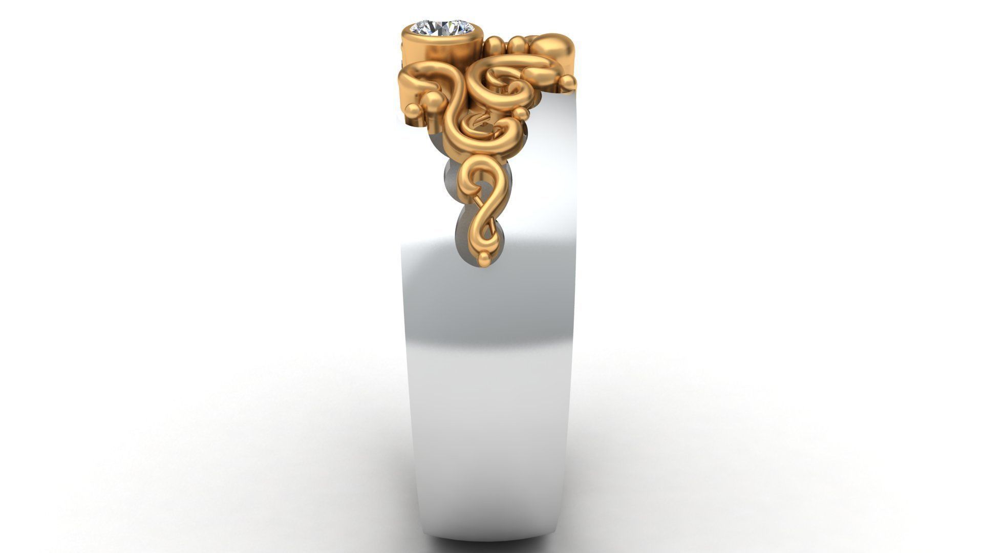 Versal Engagement Diamond Gold Ring 3D print model_4