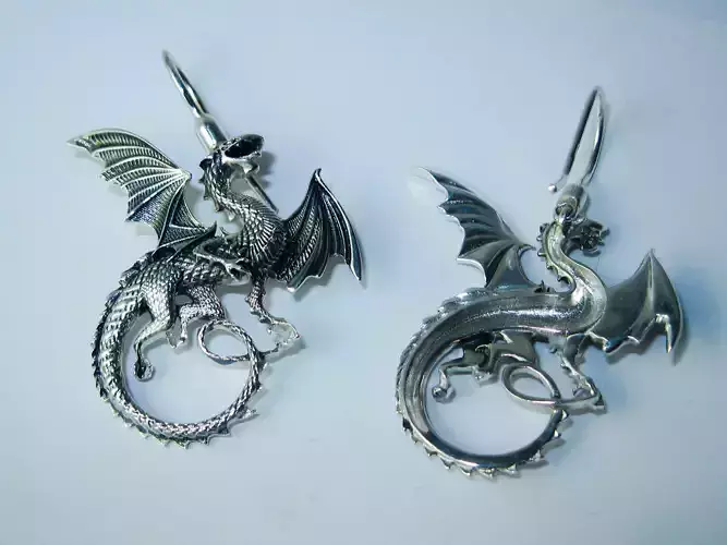 Whitby wyrm Dragon earrings