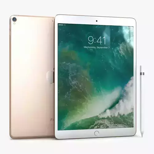 iPad Pro 10-5 2017 Gold with Pencil Low-poly 3D model