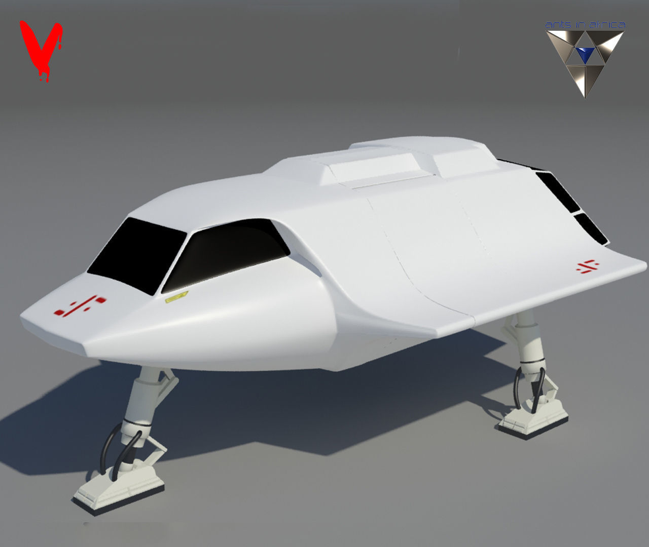 V Spaceship replica 3D print model_3