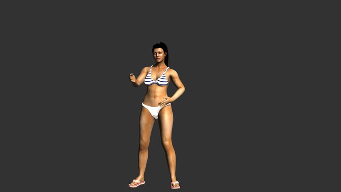 realistic  3D Human Model Still Woman Low-poly 3D model