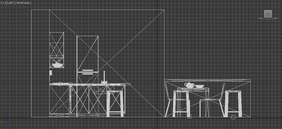 Kitchen - Modern design with wooden table Low-poly 3D model_11