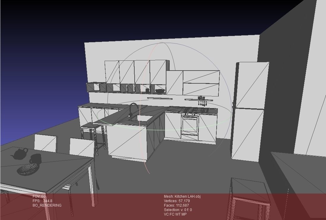 Kitchen - Modern design with wooden table Low-poly 3D model_28