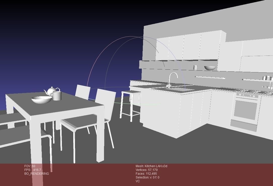 Kitchen - Modern design with wooden table Low-poly 3D model_30