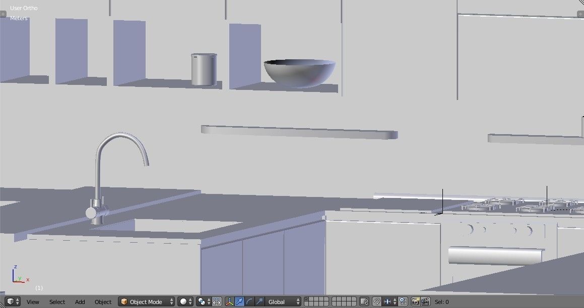 Kitchen - Modern design with wooden table Low-poly 3D model_25