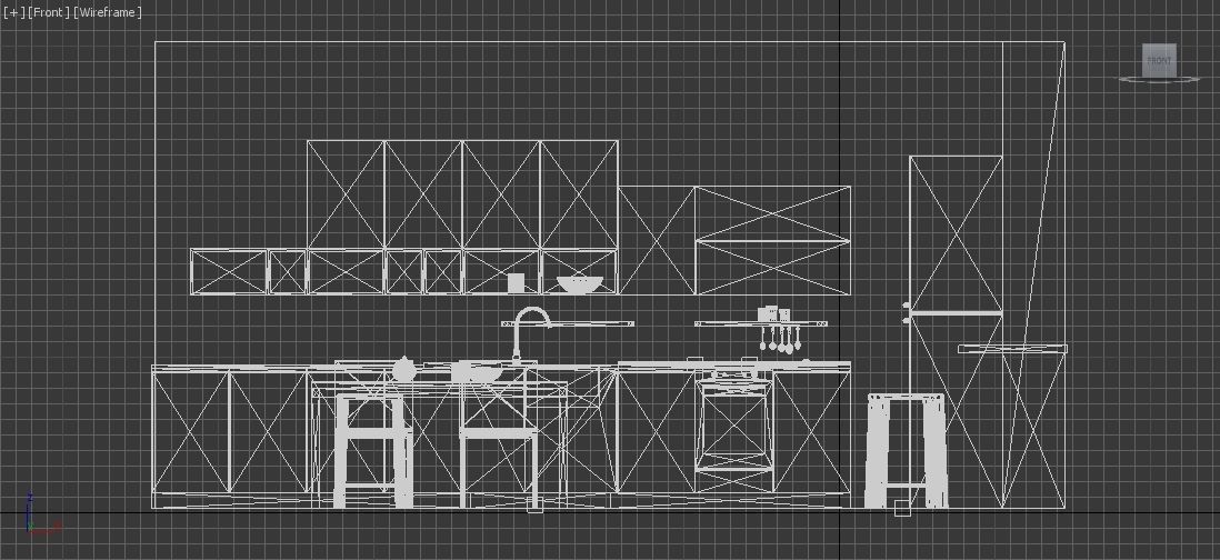 Kitchen - Modern design with wooden table Low-poly 3D model_18