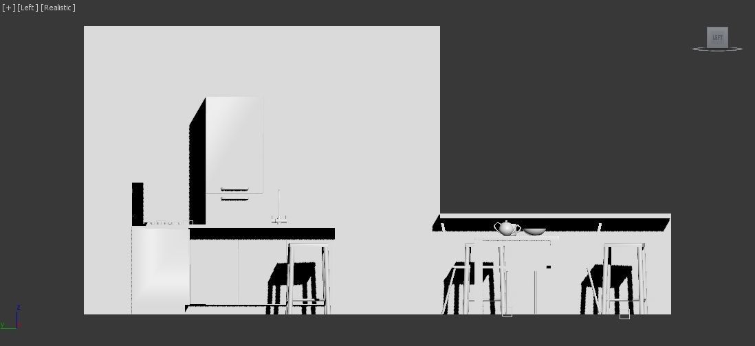 Kitchen - Modern design with wooden table Low-poly 3D model_10