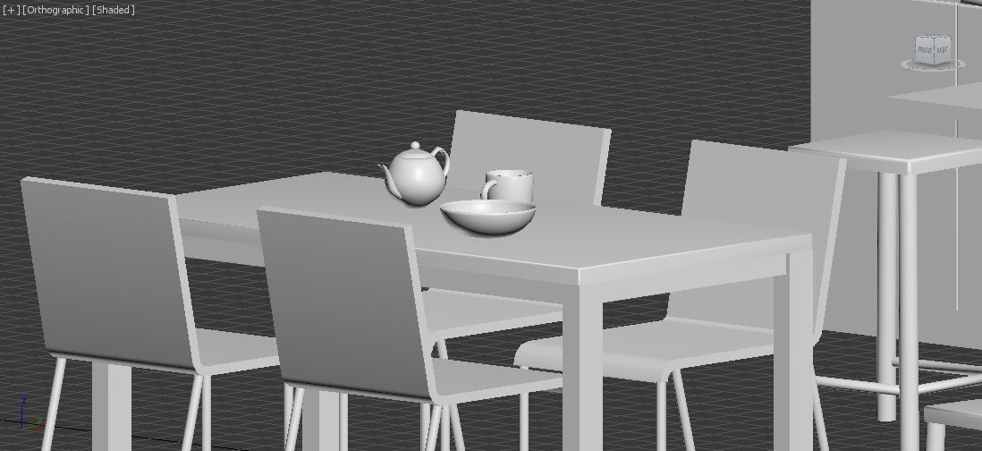 Kitchen - Modern design with wooden table Low-poly 3D model_17