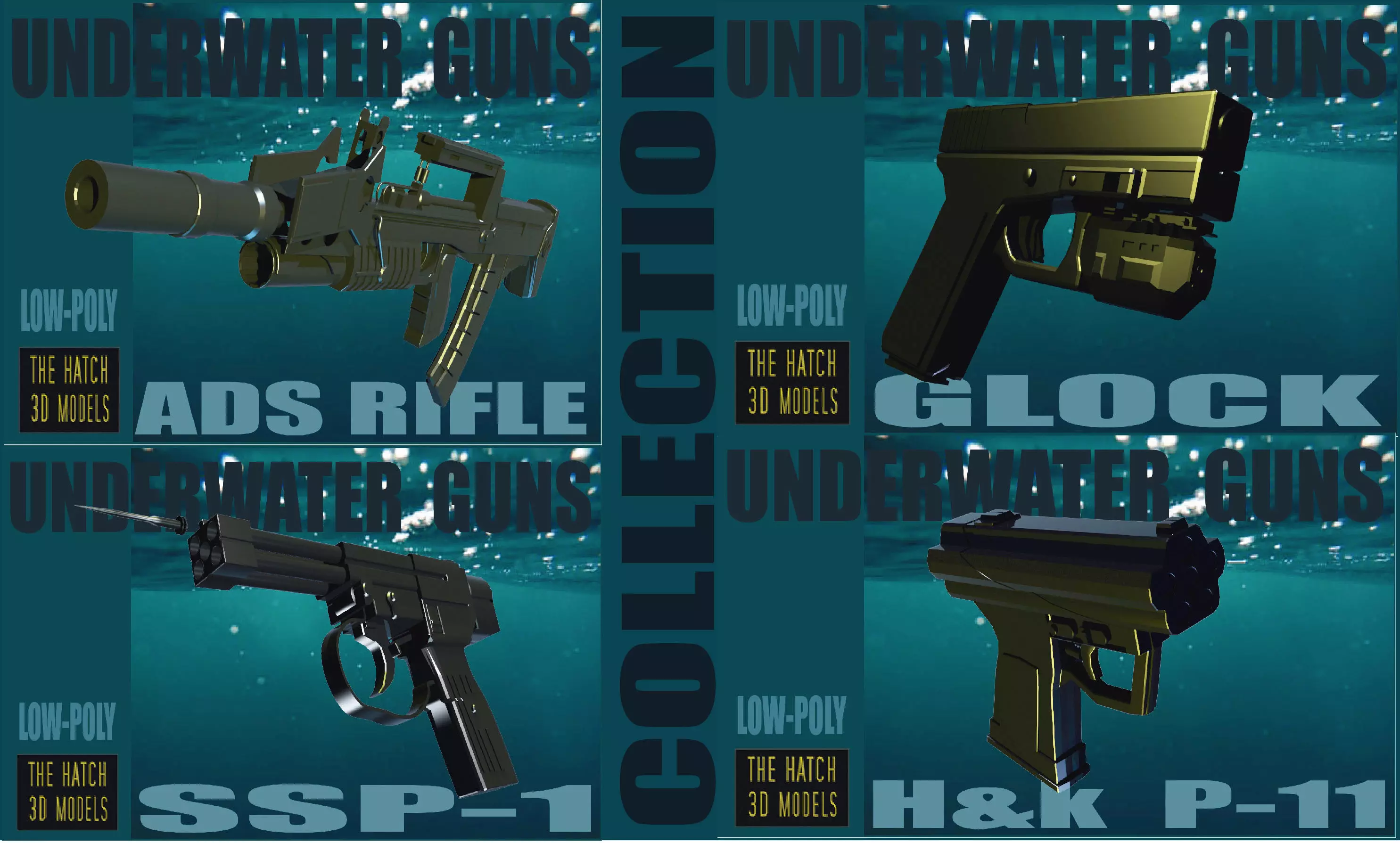 UNDERWATER GUNS COLLECTION Low-poly 3D model_0