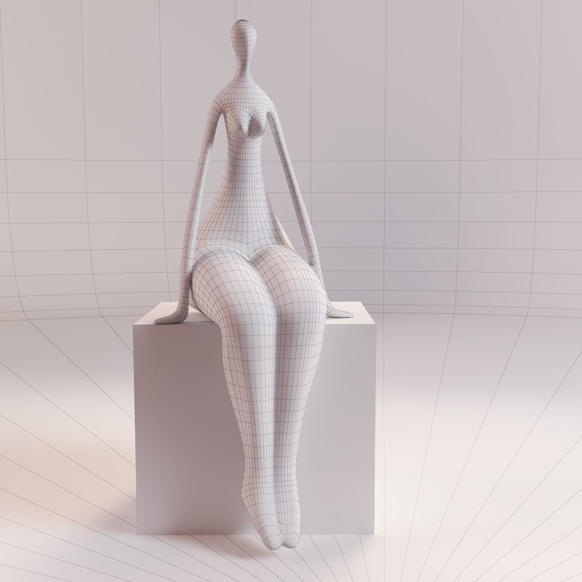 A statuette of a lady 1 3D model_1
