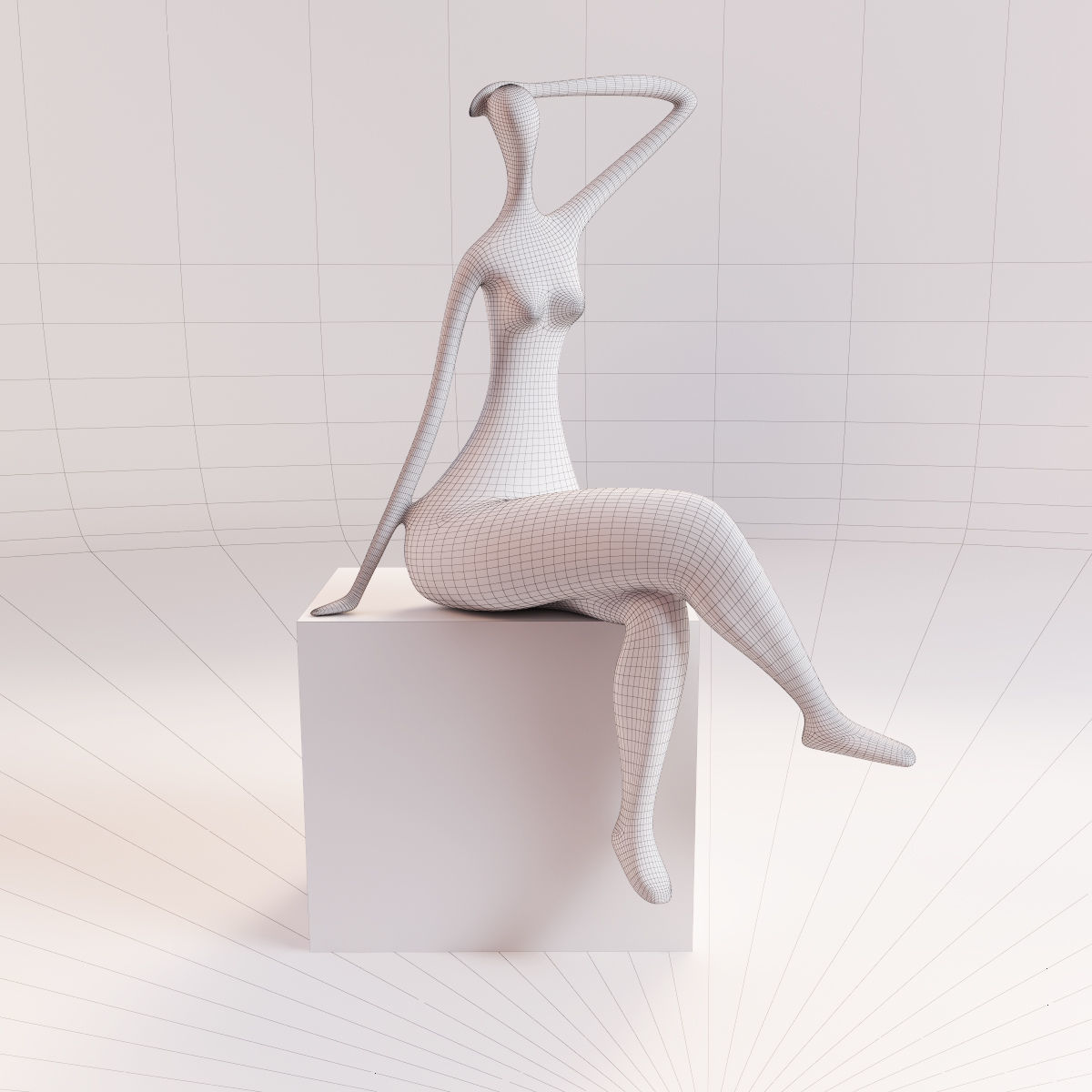 A statuette of a lady 2 3D model_1