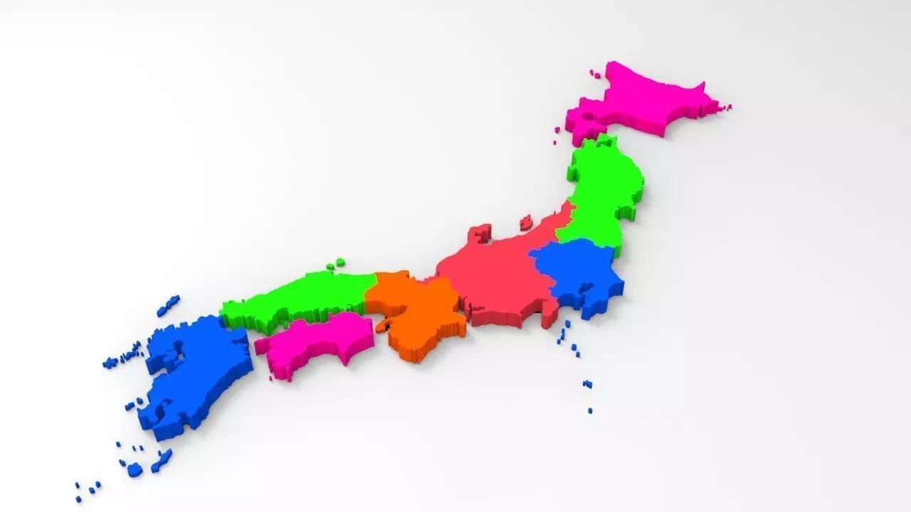 Japan Map With Its All Regions Low-poly 3D model_0