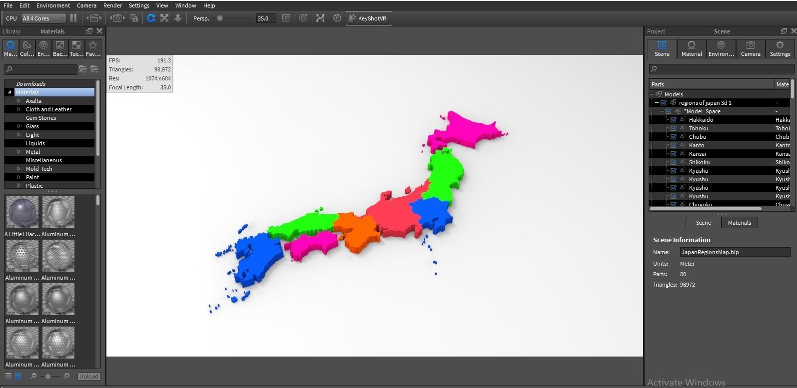 Japan Map With Its All Regions Low-poly 3D model_4