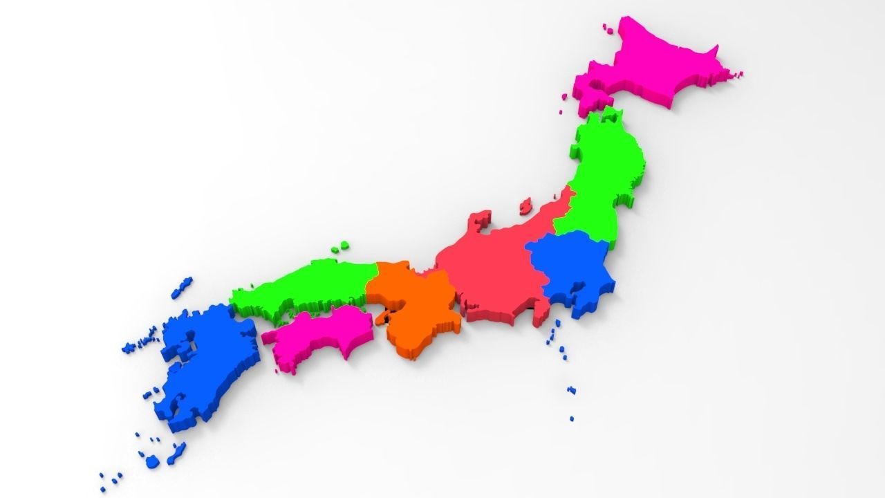 Japan Map With Its All Regions Low-poly 3D model_2