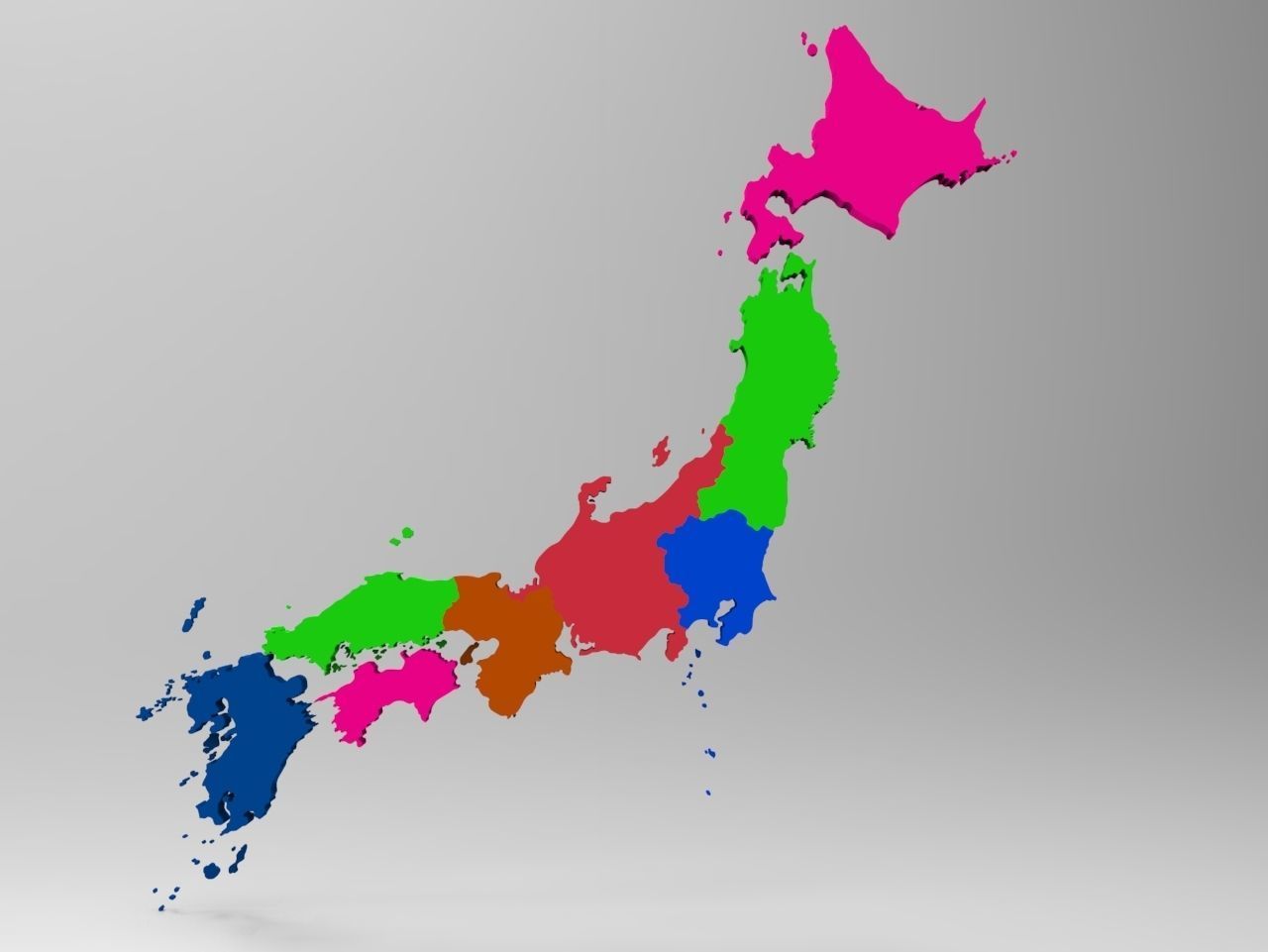 Japan Map With Its All Regions Low-poly 3D model_3