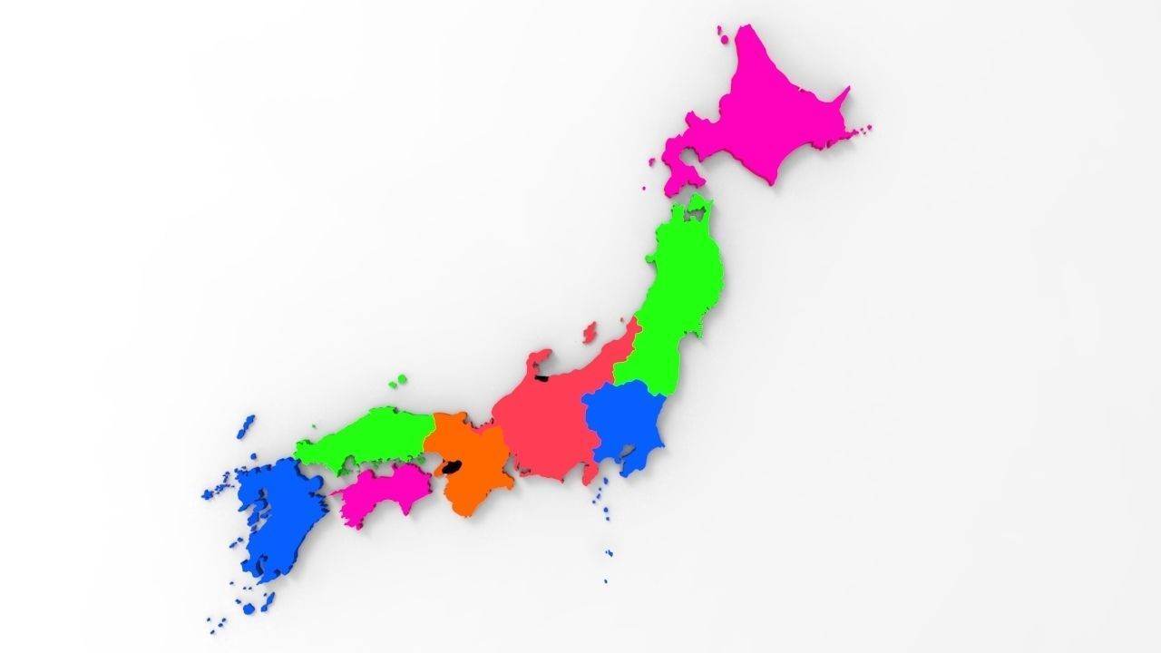 Japan Map With Its All Regions Low-poly 3D model_1