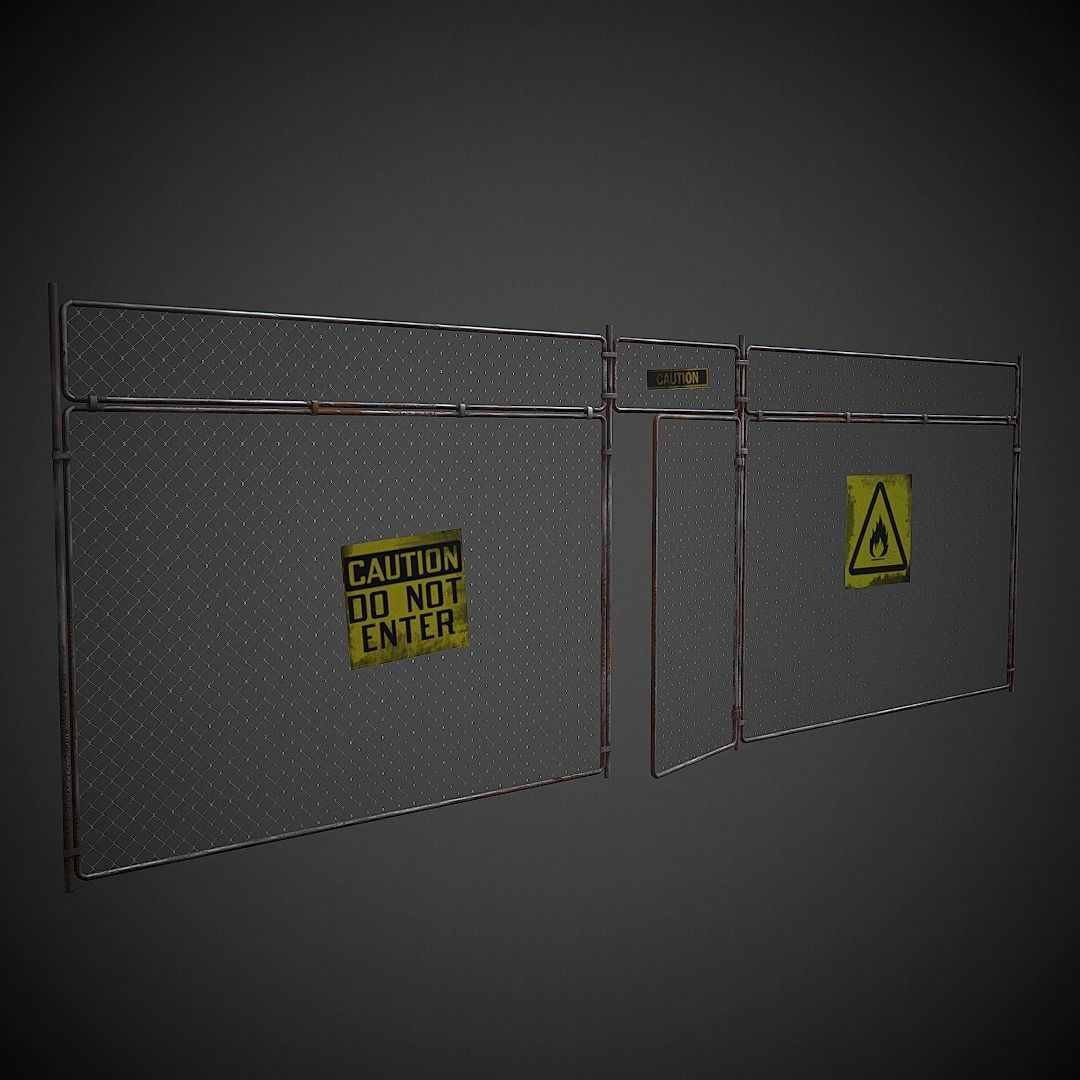 Wire Fence PBR Low Poly Low-poly 3D model_1