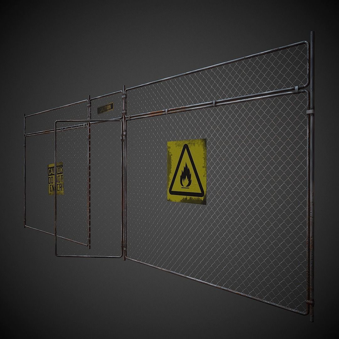 Wire Fence PBR Low Poly Low-poly 3D model_2