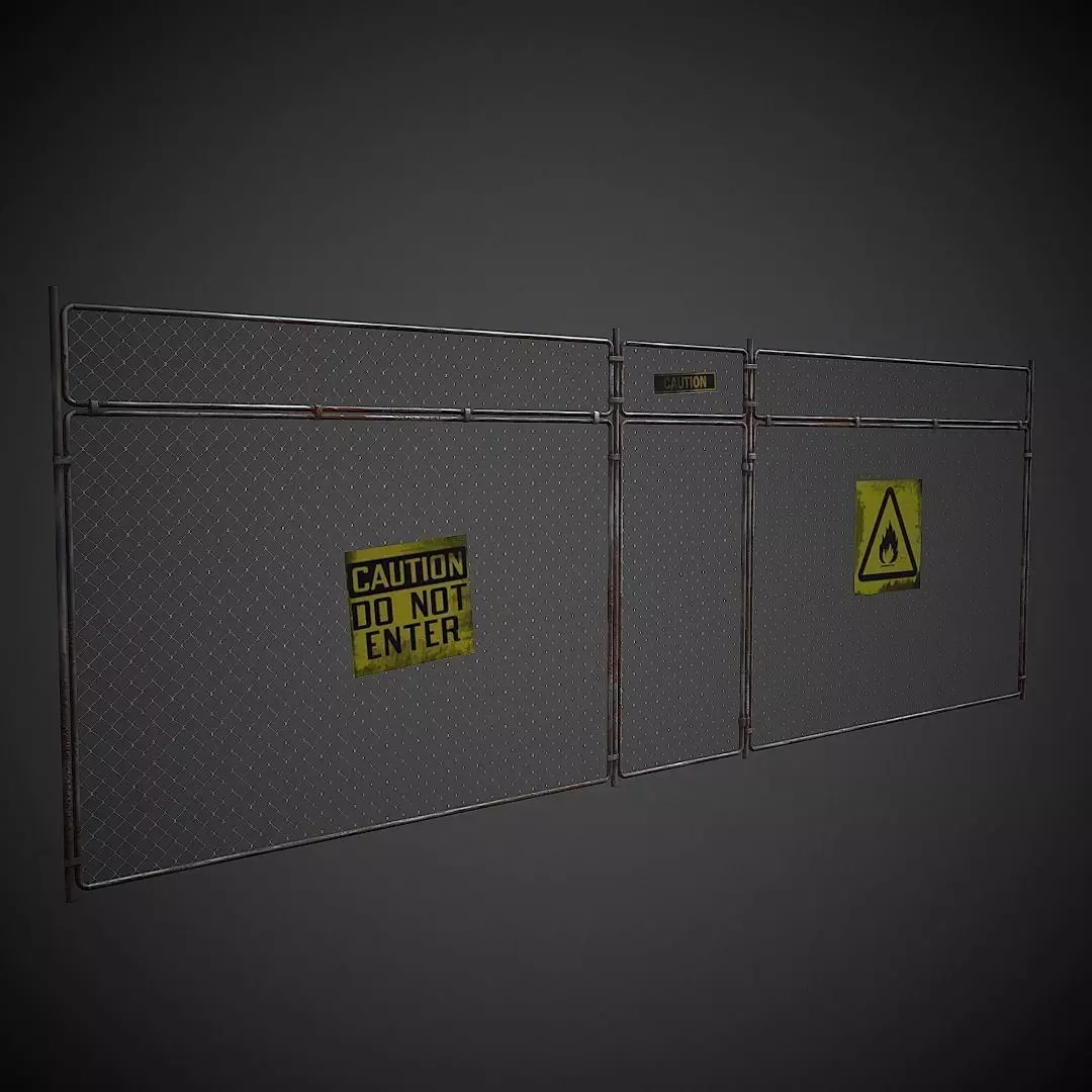 Wire Fence PBR Low Poly Low-poly 3D model_0