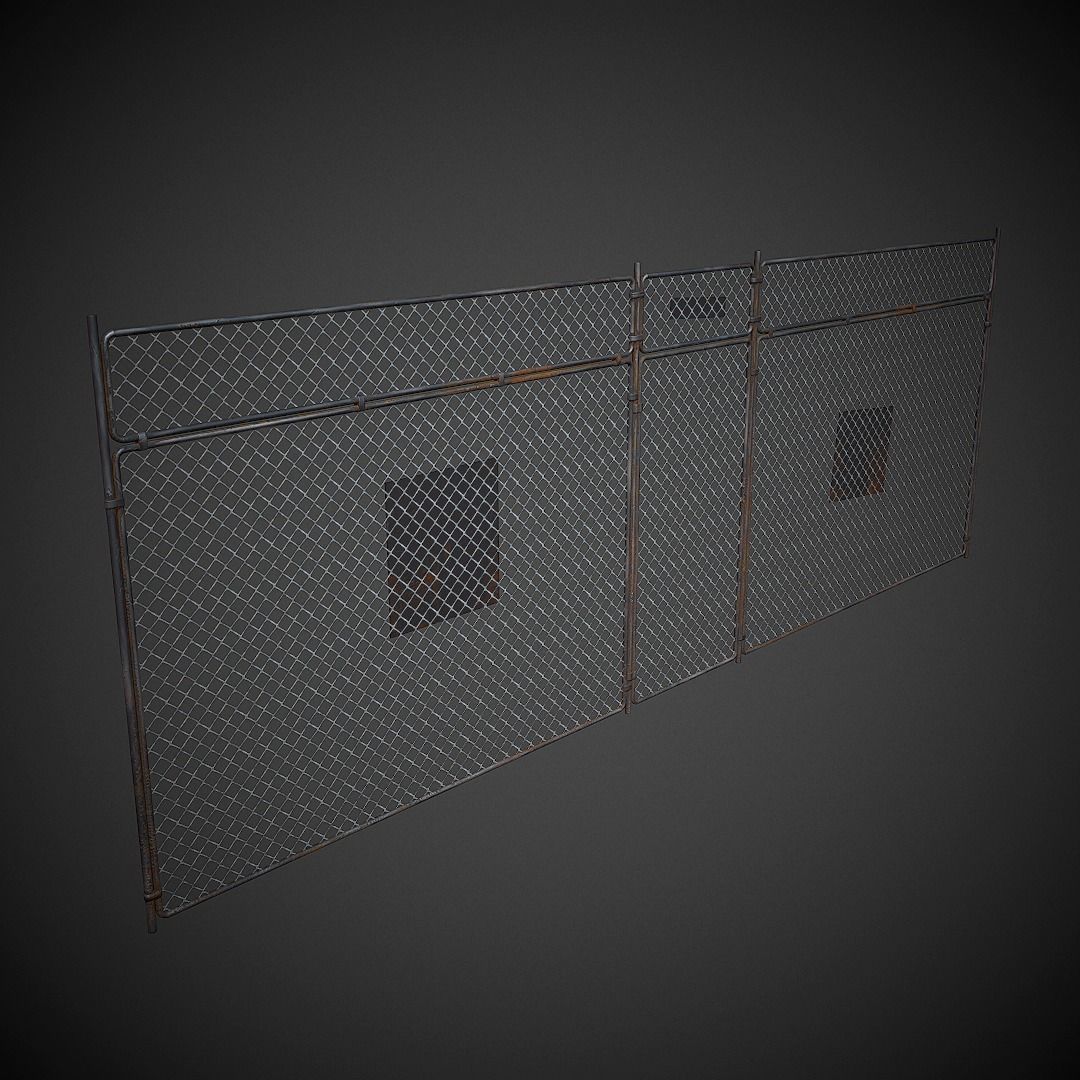 Wire Fence PBR Low Poly Low-poly 3D model_4