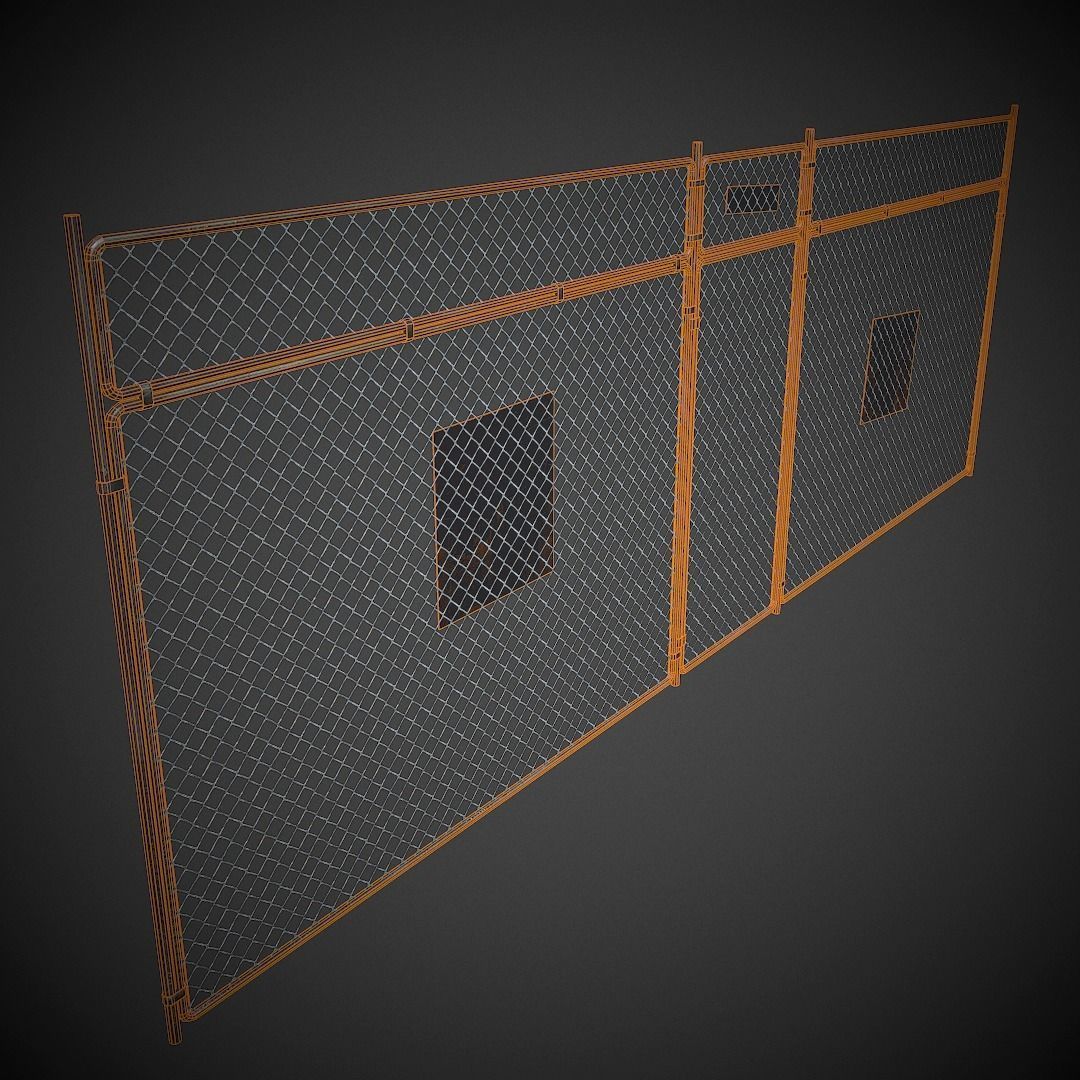 Wire Fence PBR Low Poly Low-poly 3D model_7