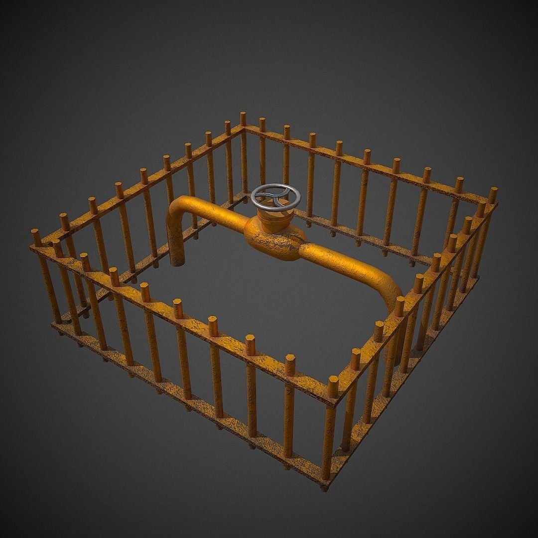 Gas Pipe PBR Low Poly Low-poly 3D model_2