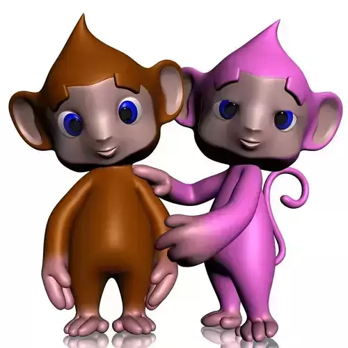 Colorful Cartoon Monkey RIGGED Low-poly 3D model