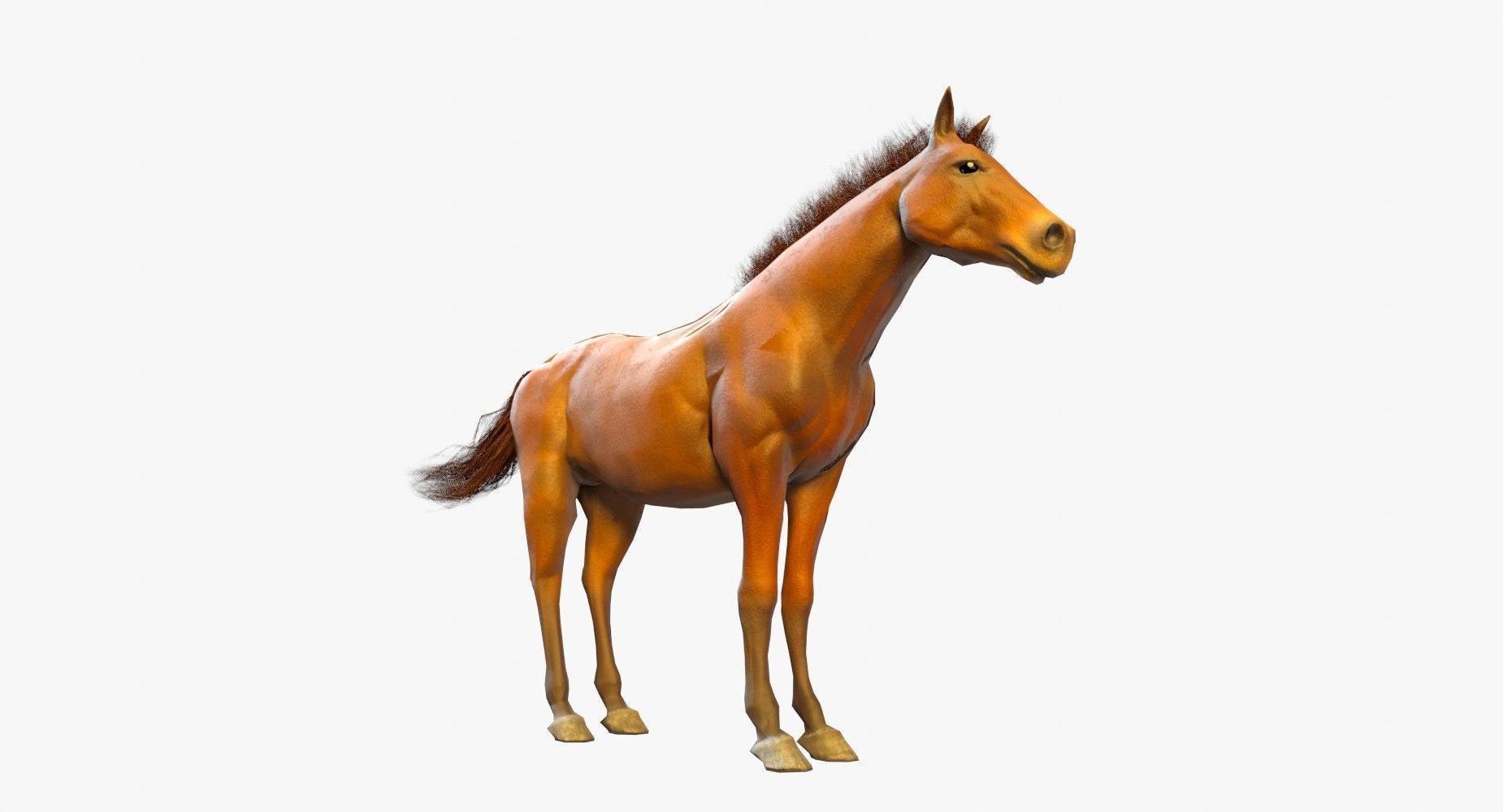 Horse Textured Low-poly 3D model_3