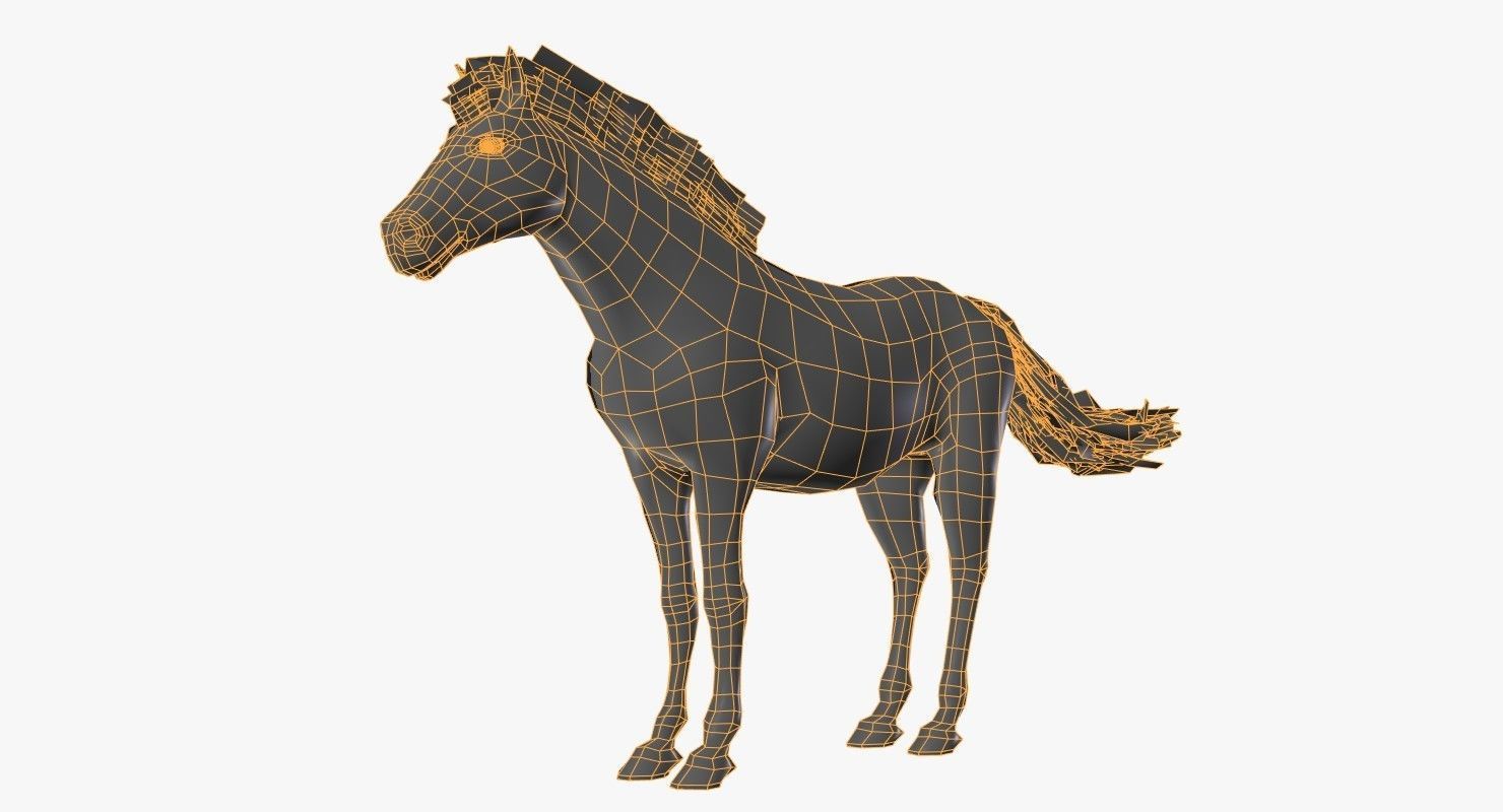 Horse Textured Low-poly 3D model_10