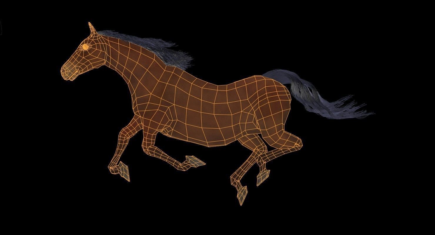 Horse Animated Low-poly 3D model_8