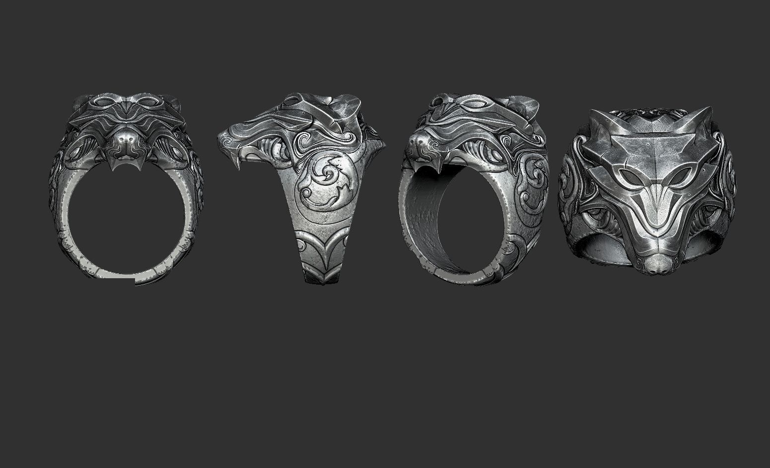 Wolf ring 3D print model_1