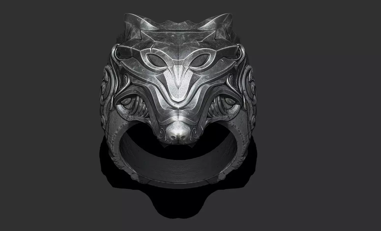 Wolf ring 3D print model_0