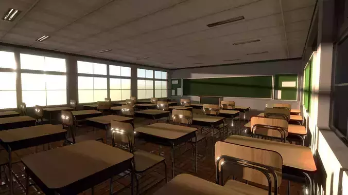 Based - Anime School Room 3D Model - V1 - Source model