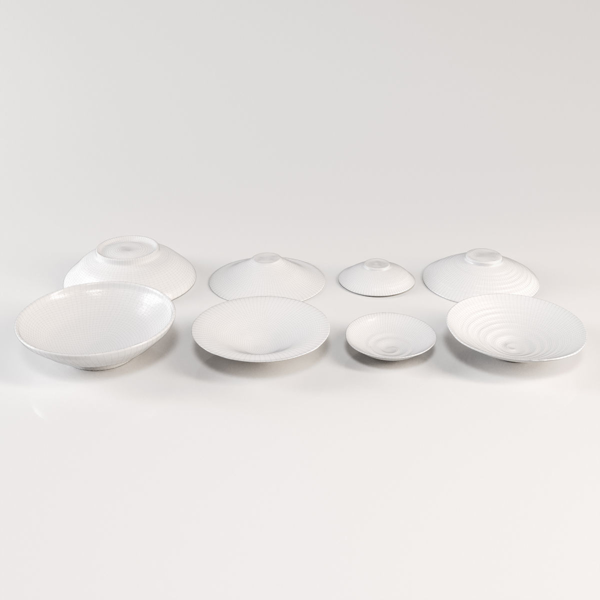 Japanese Tableware Set 3 Low-poly 3D model_8