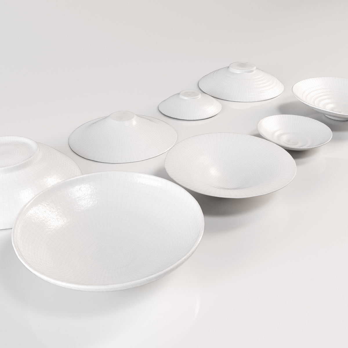 Japanese Tableware Set 3 Low-poly 3D model_5